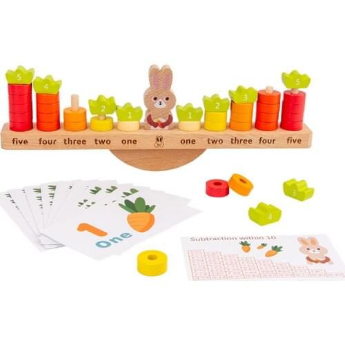JaheerToy Math Toys for Children Digital English Balanced Cognition Rabbit Carrot addition and Subtraction 3456 Years Old Kids