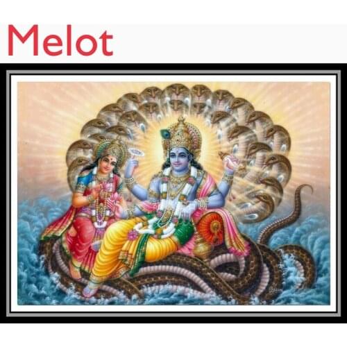 DIY Square Diamond Full Diamond Diamond Painting Vishnu Sitting on Glasses Snake Set Stick-on Crystals Printed Cross Stitch
