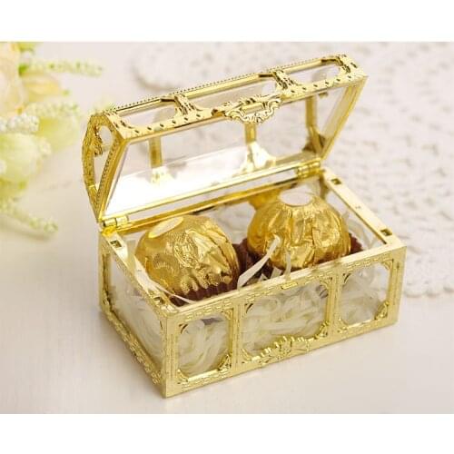 300 pieces of creative gift small box jewelry storage box gold silver plastic candy box treasure chest wedding favor gift box