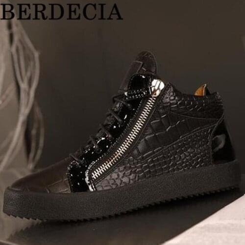 Black White Leather Spring Flats Manual Male Shoes Leisure Style Classic Lace-Up Zip Zapatos De Hombre Sneakers For Men 38-47