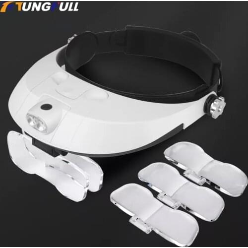 Magnifier Glasses With Light Glass Headset Magnifier Illuminated Wearing Style Lamp With Magnifying Glass For Repair Jeweler