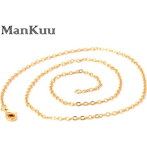 ManKuu 1.2mm Tri-Colors Copper Chains For Jewelry Making Gold/Silver/Rose Gold Plated Lobster Buckle Simple Link Chains 18 Inch