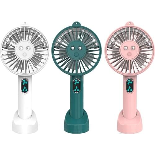 Mini Humidifier Misting Fan 2000MAh USB Rechargeable Fan for Office Home Round Table Pedestal Cooling Fan