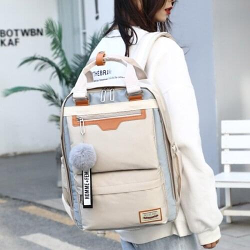 Fashionable Lady WomenS Waterproof Nylon School Backpack All-Match Style Multifuction Trvel College Bags For Girls