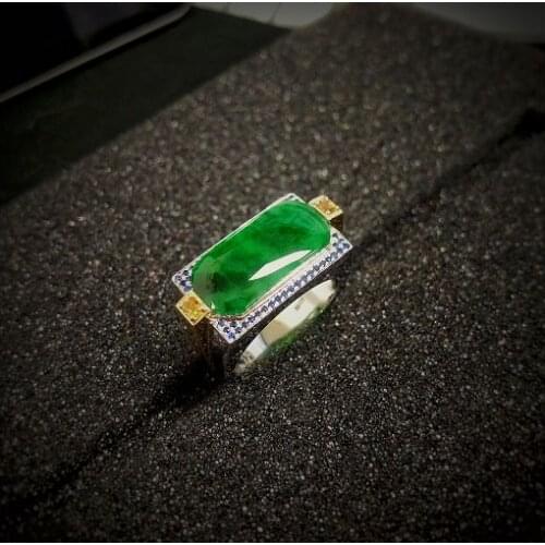 Mens Fashion 925 Silver Color Ring Luxury Domineering Emerald Ring Wedding Engagement Ring Party Jewelry Size 6-13