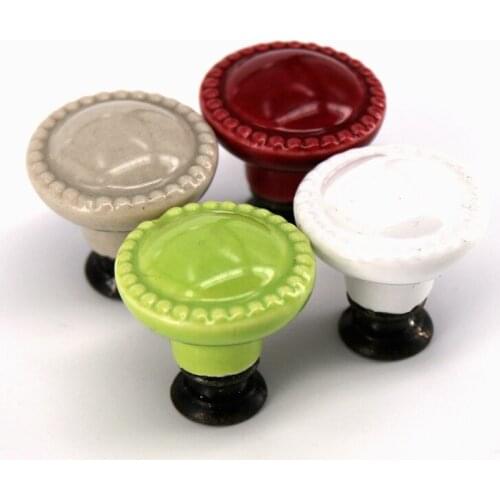 Set of 8 Round Ceramic Knobs Vintage Style Cabinet Cupboard Handle Dresser Pulls Furniture Hardware