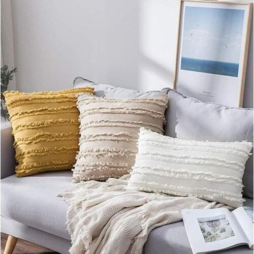 Bohemian Stripe Tassels Cushion Cover Sofa Living Room Navy Blue Yellow Green Decorative Throw Pillow Covers