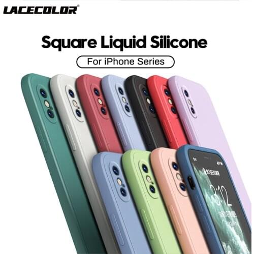 New Square Liquid Silicone Original Phone Cover For iPhone 11 Pro Max 13 12 Mini X XR XS 7 8 Plus 5S 6S SE Shockproof Soft Coque