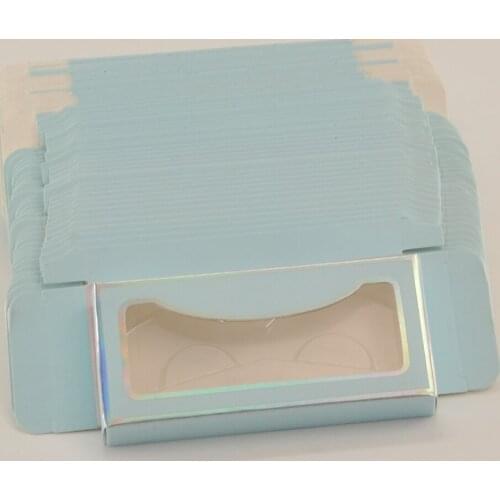 Wholesale Eyelash Packaging Box Lash Boxes Package Custom Rectangle Cardboard Light Blue Mink Lashes Makeup Storage Case Vendors