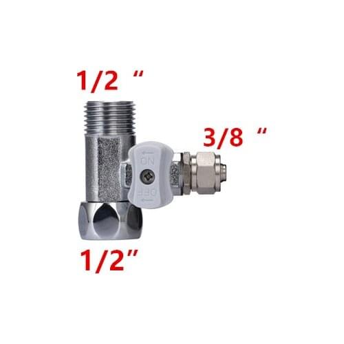 1/2" To 3/8" Lead Free RO Feed Water Adapter Tee Ball Valve Faucet Shut Off Ball Valve Fitting Connection RO Water Filter
