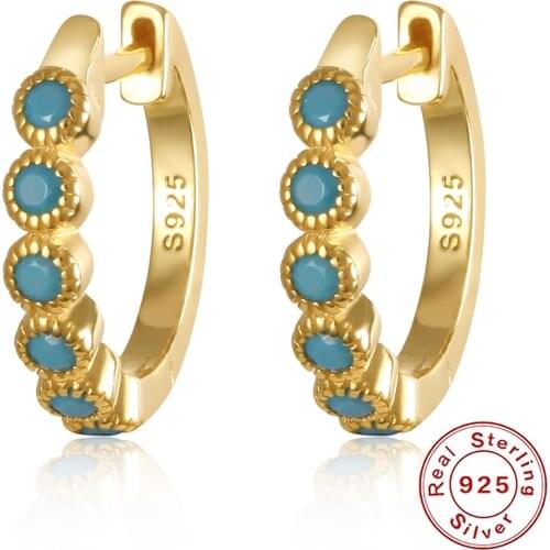 DORIN 925 Sterling Silver Hoop Earrings Charming Snake Vintage Turquoise Earring Stud Piercing For Woman