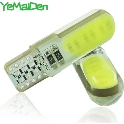 Silicone T10 LED COB Bulb Car Signal Light W5W COB LED 5W5 Auto Plate License Interior Dome Reading Light 12V 7000K White 12 SMD