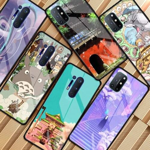 Studio Ghibli Spirited Totoro Phone Case For OnePlus 8T 7 Pro 8 Nord 5G 9 7T 9R Z Mobile Phone Tempered Glass Cover Shell