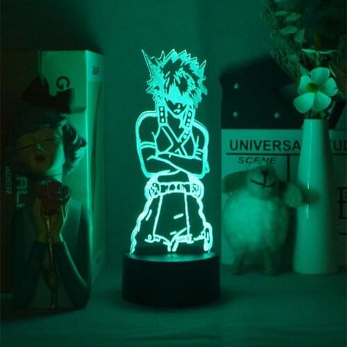 Led Night Light My Hero Academia Katsuki Bakugo Figure for Kids Child Bedroom Decor Nightlight Color Changing Desk 3d Lamp Gift