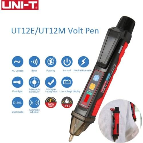 UNI-T Non-contact Volt Pen AC Voltage Detector IP67 Tester Pencil 24V-1000V LEDFlashlight Portable Light Sensor UT12E UT12M