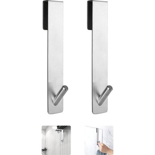 Punch-Free Towel Rack Extended Hook Glass Shower Door Rack Stainless Steel Bar Hanging Holder Bathroom Shelf Rack Home Organizer