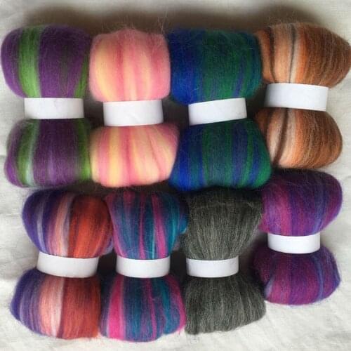 WFPFBEC 8colors Australia sheep wool fiber needle felting wool for needle felting wool roving 10g/20g/50g/100g/color