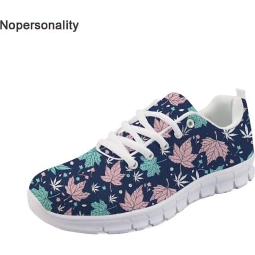 Nopersonality Elegant Maple Leaf Pattern Mesh Shoes Breathable Spring Autumn Flats for Women Comfortable Female Ladies Sneakers