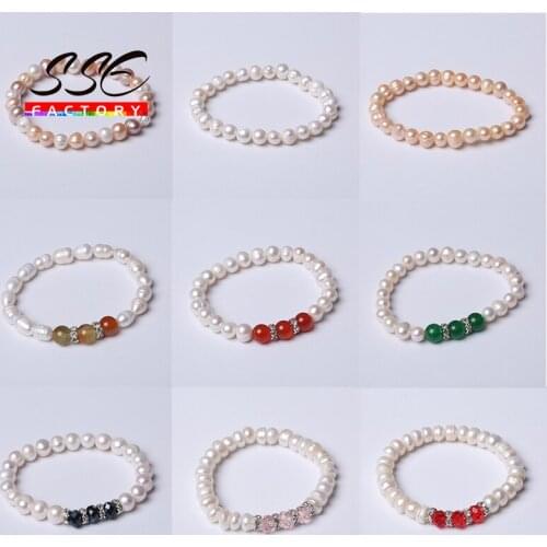 Fashion 3 Colors 100% Real Natural Freshwater Pearl Bracelets Natural Agates Pearl Bracelet For women Girl Birthday Jewelry Gift