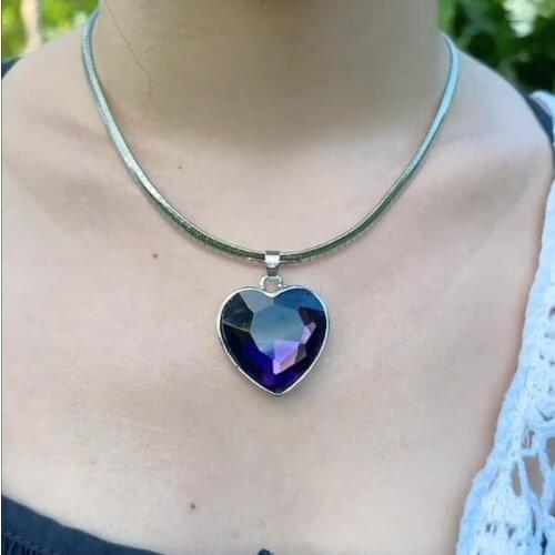 Modish Ornament Chain Oversized Heart Shaped Pendant Necklace Female Big Crystal Love Collarbone Chain Necklace Women Girls Gift