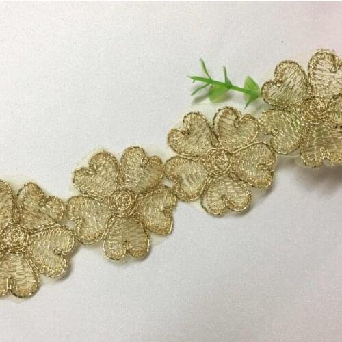 5 Yards Gold Lace Ribbon DIY Sewing Material Gold Lace Trim Embroidery Garment Accessories Clothing Accessories 4cm Width