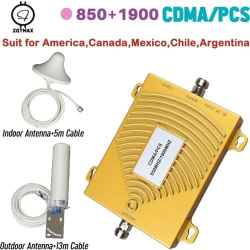 ZQTMAX PCS 1900 CDMA 850 gsm cell Phone Signal Booster 2g 3g 4g LTE UMTS data Amplifier with Antenna set