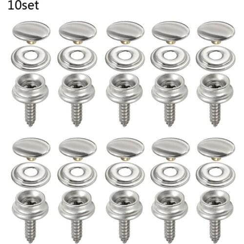 10 Sets Stainless Steel Tapping Snap Fastener Kit Tent Marine Yacht Boat Canvas Cover Tools Sockets Buttons Car Canopy W91F