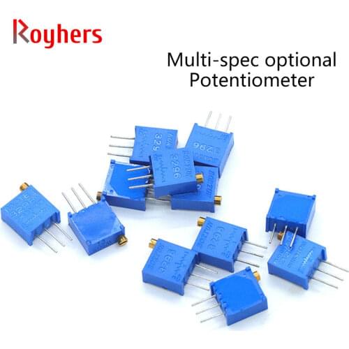 10Pcs 3296W Trimpot Trimmer Potentiometer 10R 20R 50R 100R 200R 500R 1K 2K 3K 5K 10K 20K 50K 100K 200K 500K 1M 2M 3296W-1-105LF
