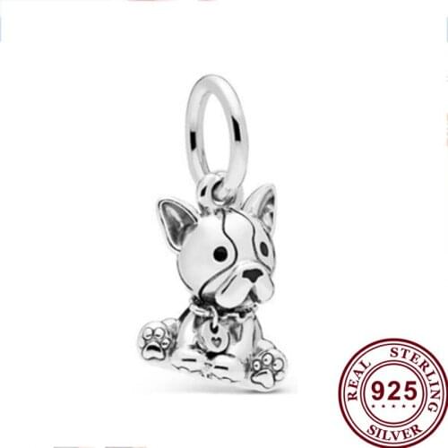 100% 925 Sterling Silver Charm Creative Bulldog Pendant Fit Pandora Women Bracelet & Necklace Diy Jewelry