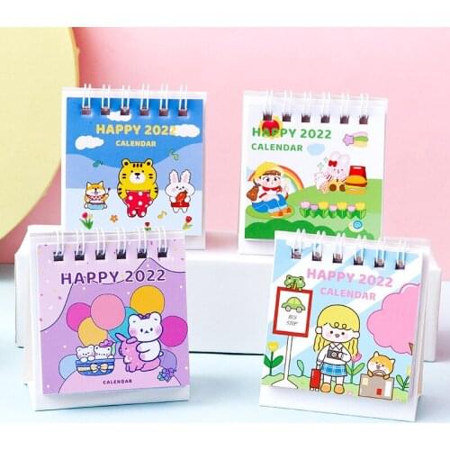 2022 cute cartoon girl bear rabbit diary planner calendar day plan agenda mark student school office desk calendar stationery