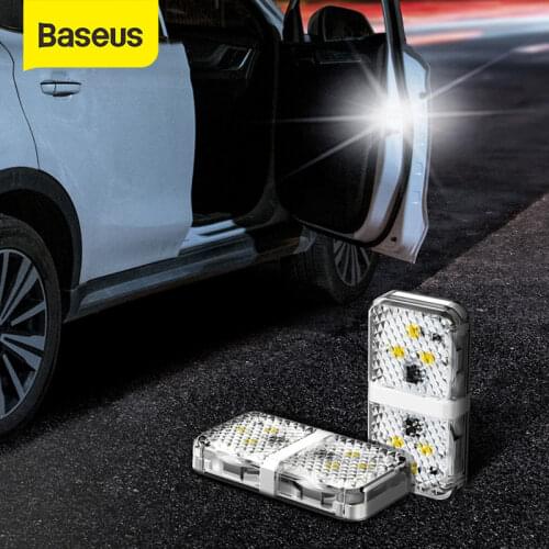 Baseus 2Pcs 6 LEDs Car Openning Door Warning Light Safety Anti-collision Flash Lights Wireless Magnetic Signal Lamp