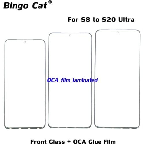 5pc For Samsung Galaxy S8 S9 S10 Plus Note 20 Ultra 8 9 10 Plus LCD Front Touch Screen Glass with OCA Glue Adhesive Replacement