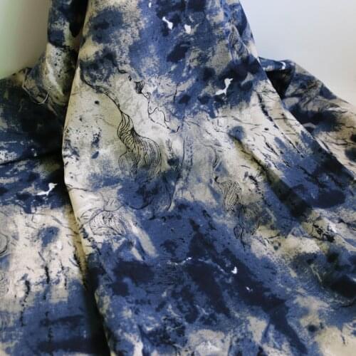 50cm*145cm Navy Paint Cotton Linen Fabric For DIY Patchwork Sewing Quilting Dress Sofa bag Table Cloth Curtain