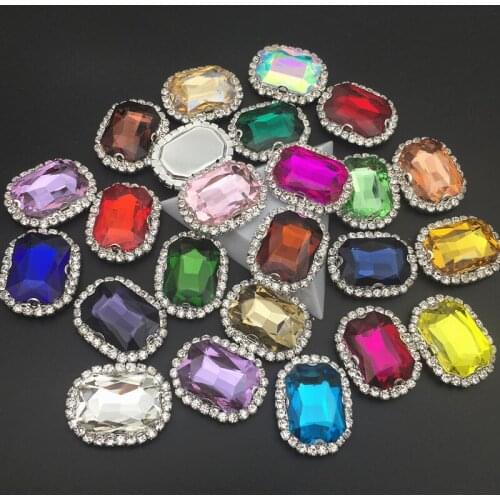 8x10,10x14,13x18,18x25 mm Rectangle octagonal glass crystal shape sew on rhinestones,Super flash Crystal buckle loose rhinestone