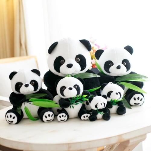 9-20cm Vivid Funny Panda with Bamboo Leaves Plush Toys Birthday Gift Soft Cartoon Animal Stuffed Animals Pendant Doll Kids Gifts