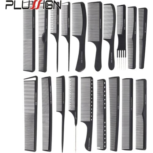 Anti-Static Hair Brush Plastic Steel Handle Rat Tail Comb 20 Different Styles Detangler Brush For Barber Hair Cutting Comb