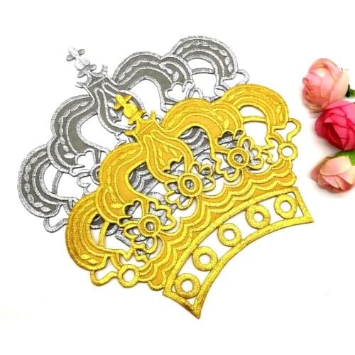 Iron On Patches Royal Crown Gold Appliques 5 Pcs Cosplay Lace Diy Embroidery Trims 15.5*14cmcm