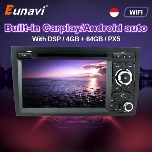 Eunavi 2Din 7 inch Android Car DVD For Audi A4 S4 2002-2008 Multimedia Video Audio Player 4G+64G Navigation GPS 2 Din Auto Radio
