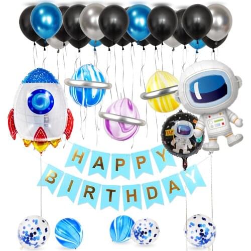 Big Astronaut Balloon Astronaut Spacecraft Cartoon Sci-fi Birthday Earth Theme Party Decoration Set