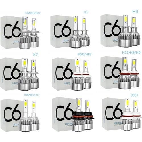 C6 Car Led Headlight Aviation Aluminum Ip68 Protection Level Car Led Headlight 360 Degree Light Cob Light Source