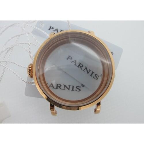 46mm Rose Gold Polished PVD Stainless Steel Watch Case fit 6498 6497 Movement,Watch Part Case with Mineral Crystal Glass