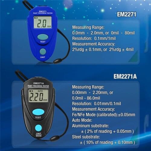 New Upgrated EM2271 EM2271A Digital Mini Automobile Thickness Gauge Car Paint Tester Thickness Coating Meter Hot Car Accessories
