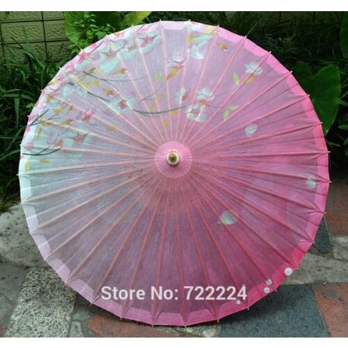 Dia 50cm Chinese Luzhou Pink Flower Oil Paper Umbrella Traditional Handmade Sunshade Parasol Classical Retro Dance Gift Umbrella