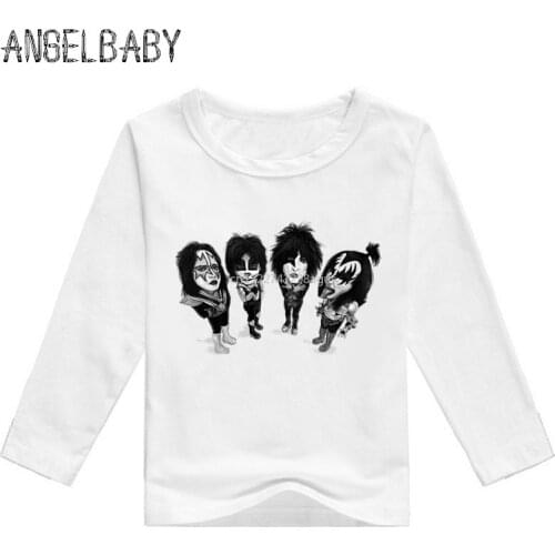 Boys and Girls Stormtroopers Fan Kiss Rock Band Print T shirt Baby Funny Long Sleeve T-shirt Kids Fashion Clothes,LKP464