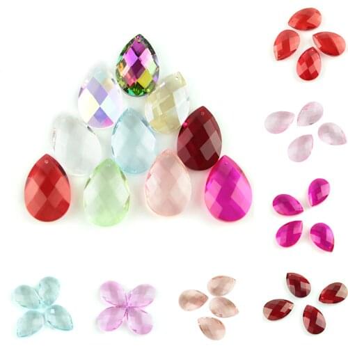 Crystal Teardrop Pendants Mix Color 38mm 50mm 63mm Glass Chandelier Pendants for Lamp Parts
