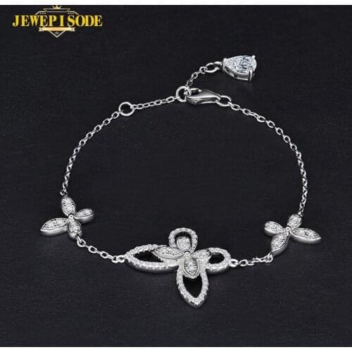Jewepisode Butterfly 925 Sterling Silver Created Moissanite Diamond Wedding Party Pendent Necklace Fine Jewelry Drop Shipping