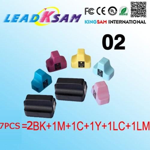 7pcs ink cartridge compatible for HP02 02XL for hp 02 photosmart 3110 3210 8230 C5180 D7360