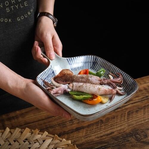 Ceramic Baking Pan with Handle Creative Household Plate Oven Dedicated Baking Rice Plate Japanese Rice Plated Vegetable Plate