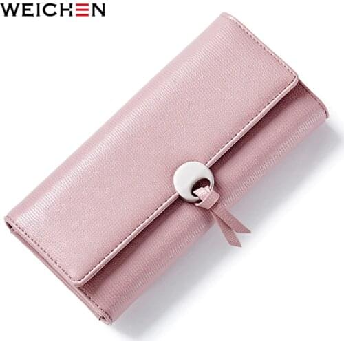 WEICHEN Geometric Women Clutch Wallets Leather Long Hasp Large Capacity Card Holder Pocket Female Wallet Fashion Lady Purse