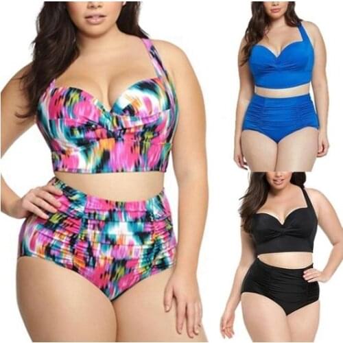 Large size Swimsuit Women Bandage Bikini Female Push Up High Waist Beachwear Swimsuit bandeau Padded Bra Bathing Suit Swimwear